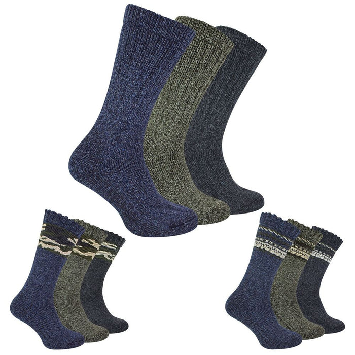 Men’s 3 Pack Thick Chunky Merino Wool Socks