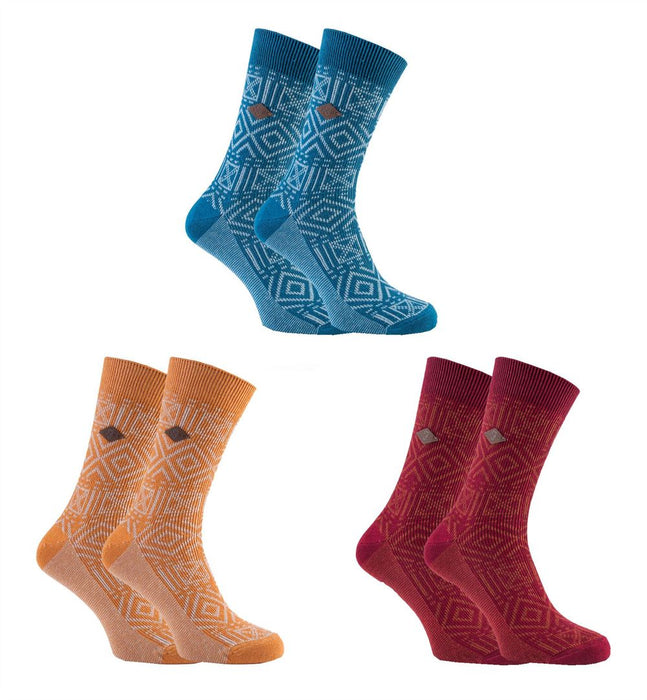 Men's Farah Vintage Aztec Pattern 2 Pack Dress Socks