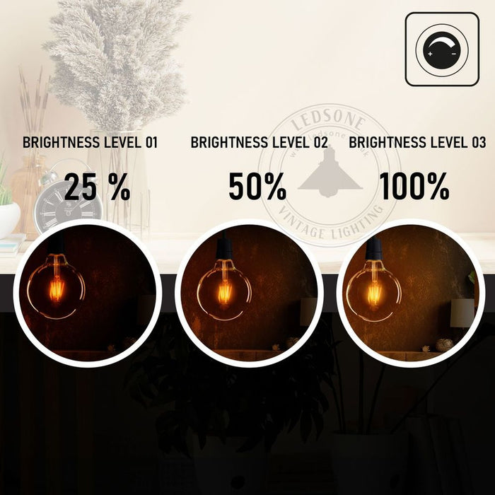 Vintage Amber Glass LED Edison Bulbs - Dimmable, Warm White, 2 Pack, 2700K - Professional Quality