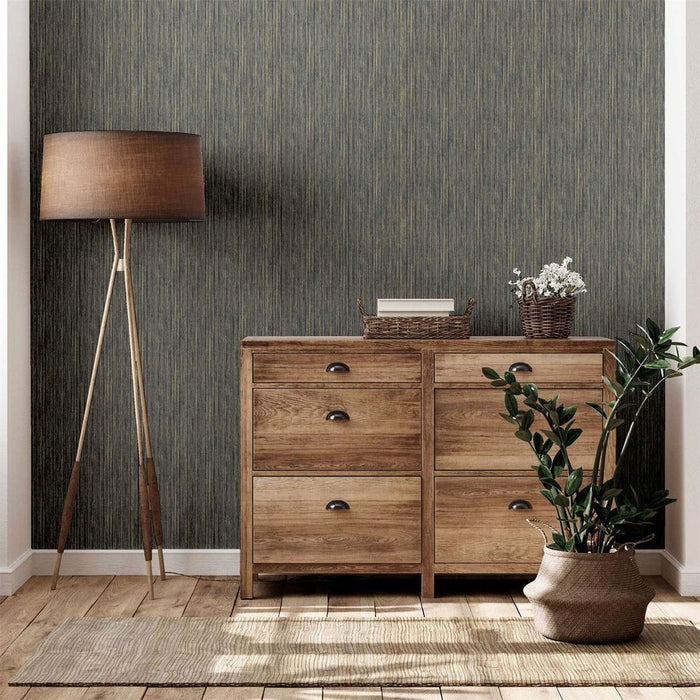 Premium Japandi Grasscloth Navy Gold Wallpaper - High Quality & Elegant Design