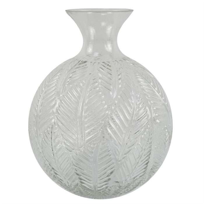 Premium 26cm Clear Fern Print Glass Bottle Vase - High-Quality, Hand-Finished - Perfect for Real & Artificial Flowers - Unique Variations