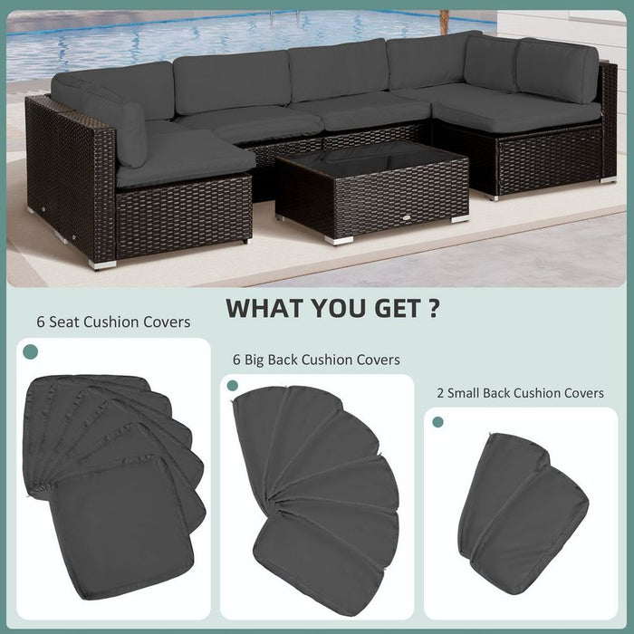 Premium Grey Rattan Sofa Set Cover - Cushion Replacement - Durable Polyester - Machine Washable