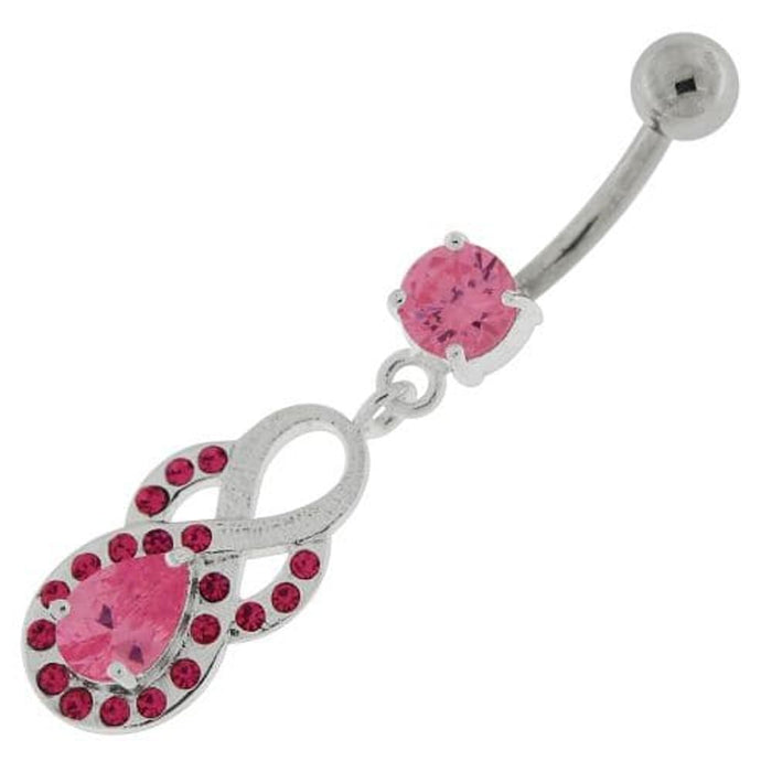 Tear Drop CZ with Fusion Infinity Dangling Navel Belly Button Ring