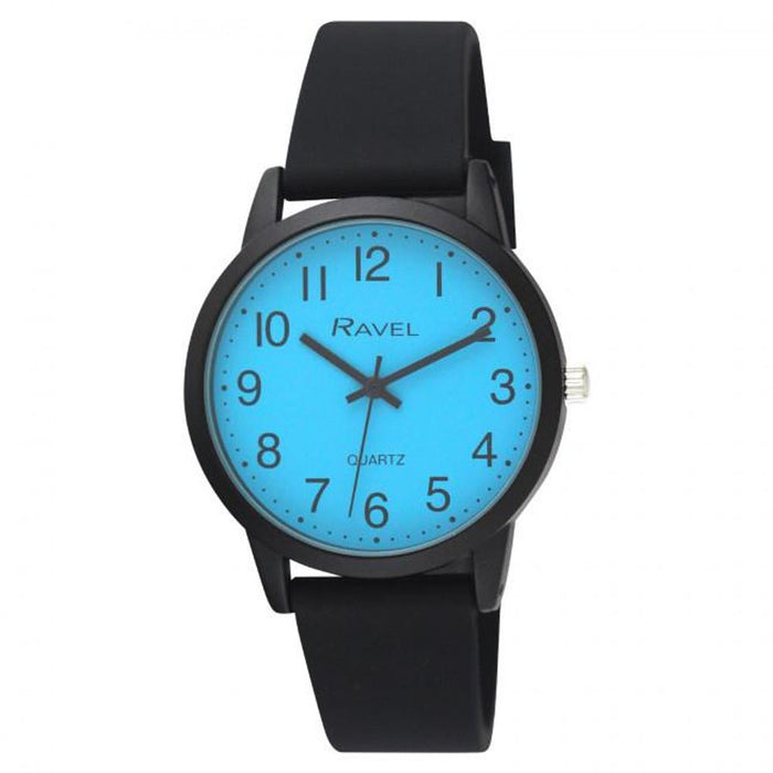 Ravel Men's Blue Dial Black Silicone Sports Watch - Top Quality