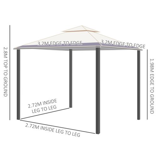 10' x 10' Outdoor Patio 2-Tier Roof Gazebo Canopy Steel Frame w/ Mesh Sidewalls