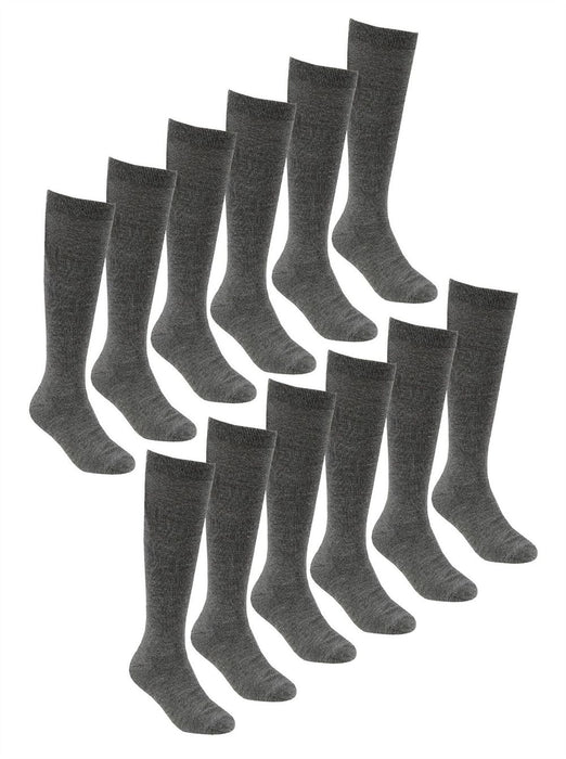 12 PAIRS - Girls Bamboo Knee High School Socks