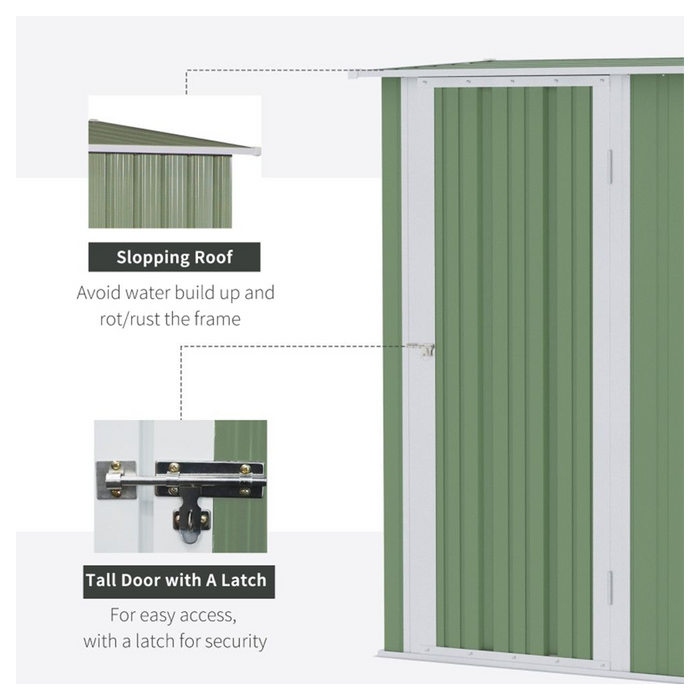 Metal Outdoor Storage Shed, Garden Tool House Cabinet -5' x 3' Green-AS