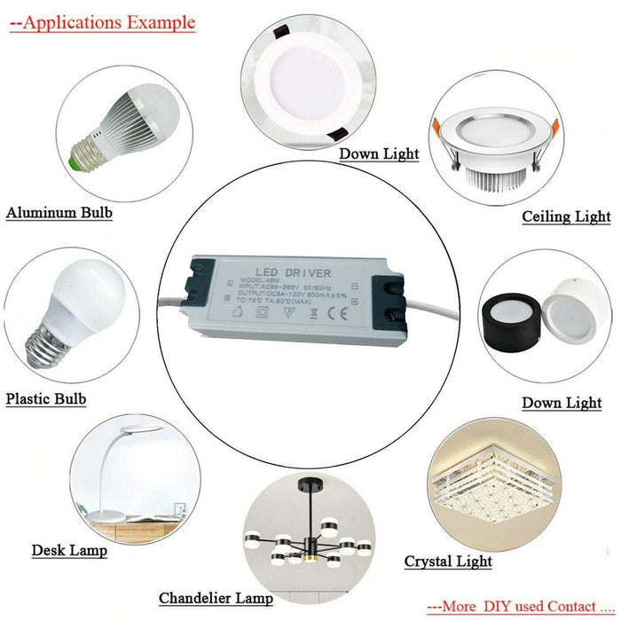 Constant Current 600mA High Power DC Connector Power Supply LED Ceiling light 24W - 48W