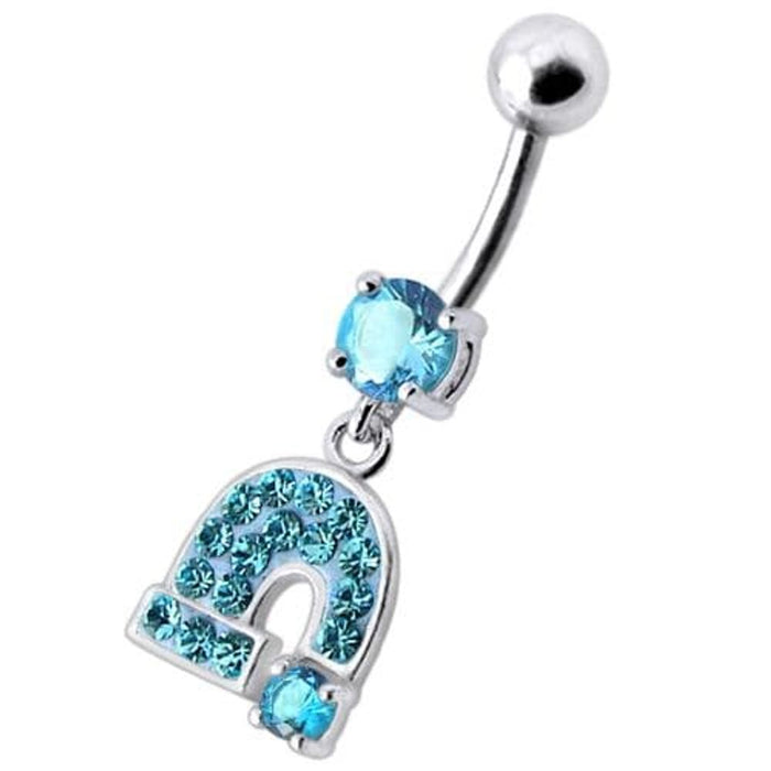 Silver Fancy  Horseshoe Dangling Belly Ring