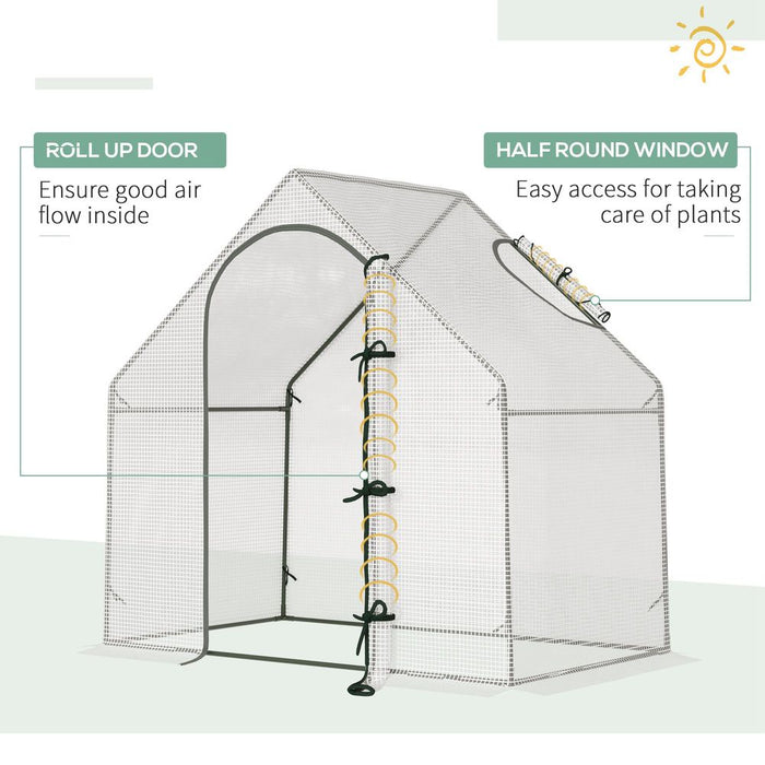 Premium Walk-In Greenhouse | 180x100x165cm | White | Steel Frame | Accessories Included