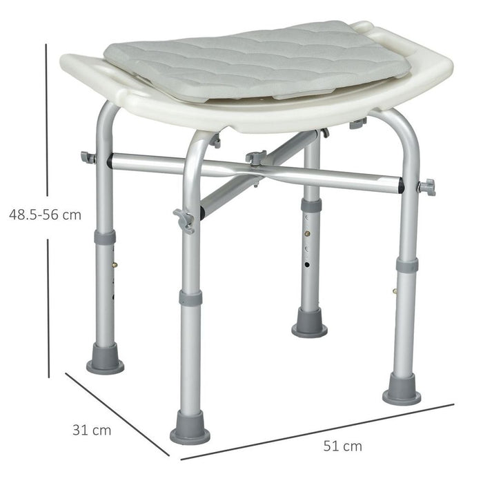 HOMCOM Adjustable Aluminium Shower Stool - Senior Disabled Bath Seat