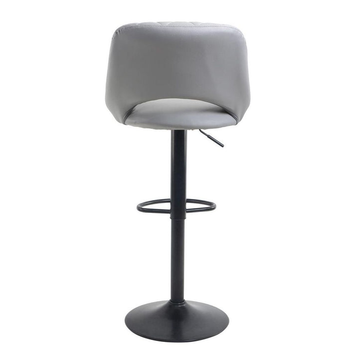 Premium Grey Faux Leather Barstool Set - Stylish & Sturdy with Adjustable Height & Matt Black Leg