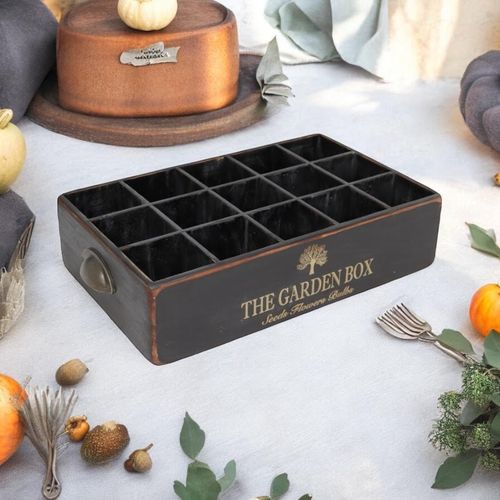 40CM BLACK WOODEN 15 BOTTLE WINE HOLDER