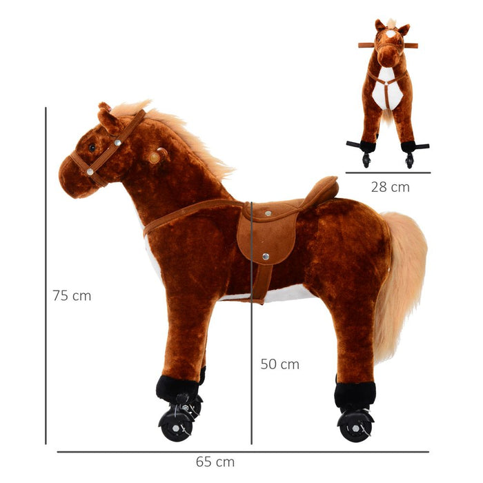 Interactive Walking Horse Ride On Toy - Plush Pony with Wheels and Sound