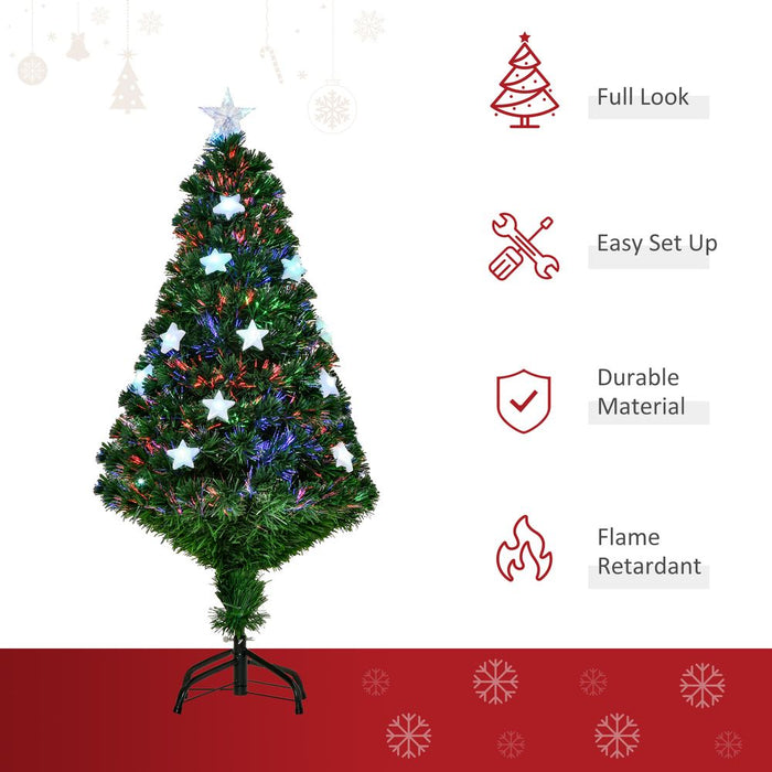 4FT Prelit Artificial Christmas Tree Fibre Star Xmas LED Light Indoor Green