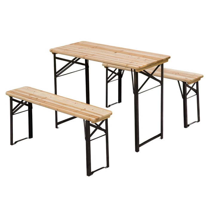 Picnic Wooden Table and Bench Set Portable Folding Camping Trestle