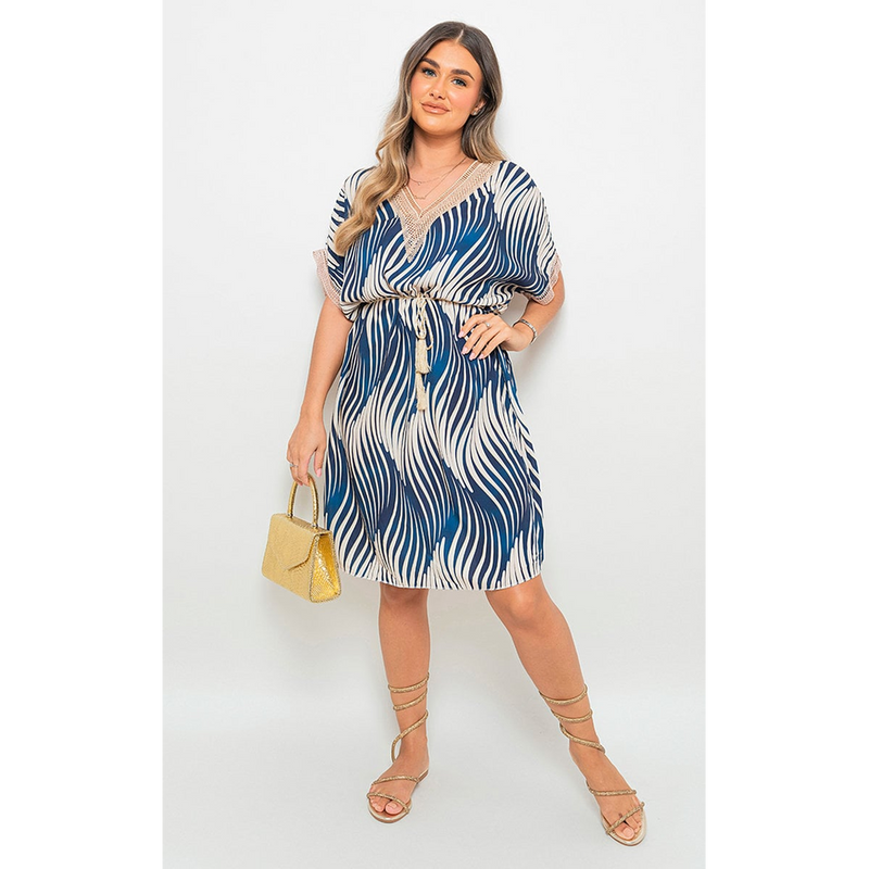 Enchanting Belted Lace Panel Mini Dress