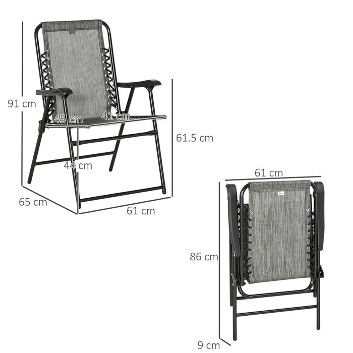 Set of 2 Patio Folding Dining Chair Set Garden Outdoor Grey