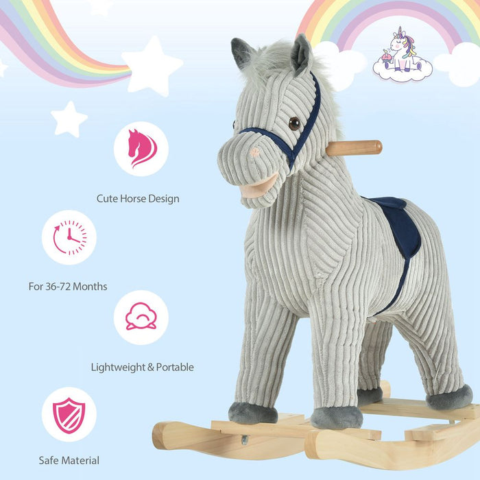 Kids Rocking Horse - Wood Base, Sound, Handlebars - Best Quality for Ages 36-72 months