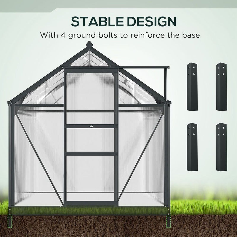 Premium Polycarbonate Walk-In Greenhouse | Aluminium Frame | 6x6ft | Slide Door