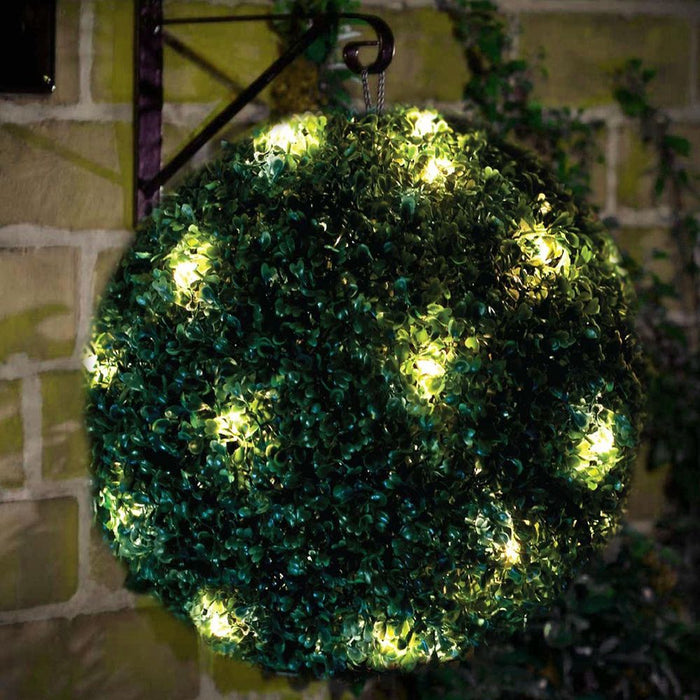 Solar Topiary Ball - 2X 28cm, Green - High Quality & Long Lasting - Perfect for Garden Lighting