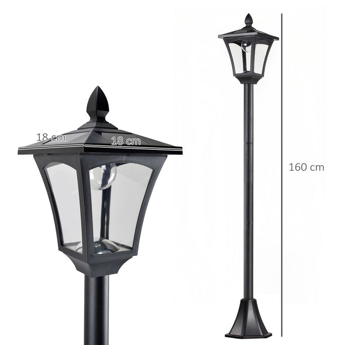 Premium Solar Lamp Post by Outsunny: Stylish, Automatic, Durable, IP44, 18Lx18Wx160H cm-Black