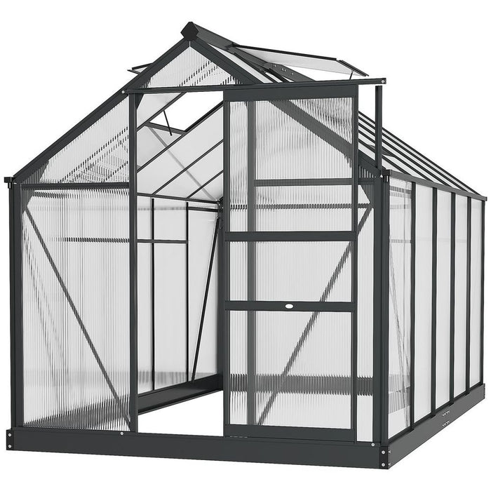 High-Quality 6x10ft Polycarbonate Greenhouse w/ Aluminium Frame & Slide Door - Perfect for All Plants