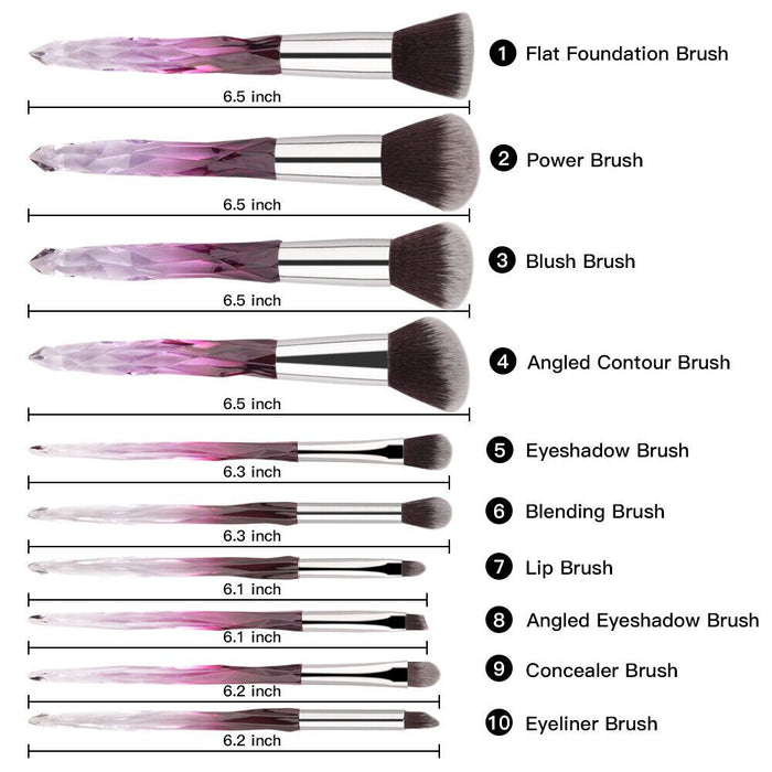 10Pcs Makeup Brushes Professional Big Powder Foundation Crystal Handle Brush UK