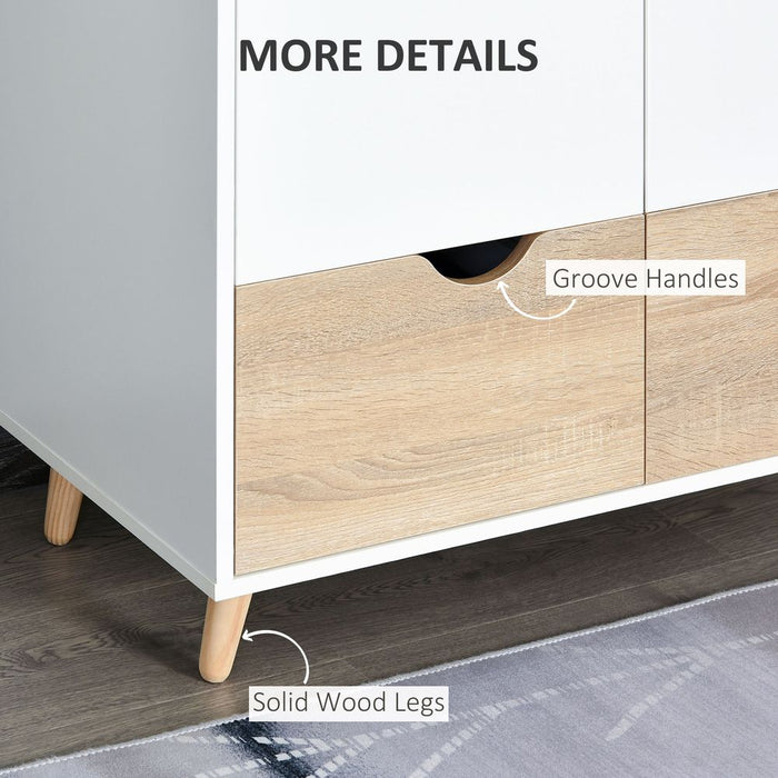 Premium Particle Board 2-Drawer Wardrobe | White/Oak | Spacious & Durable | HOMCOM