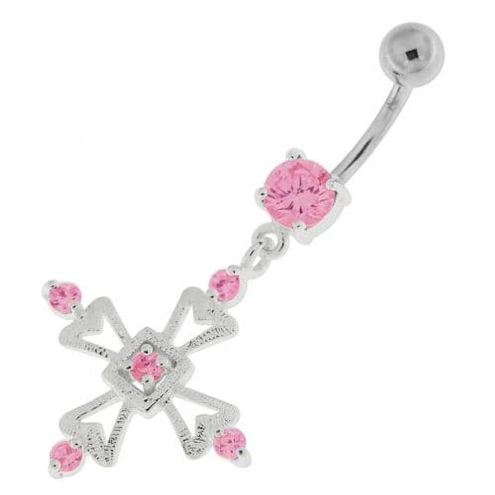 Jeweled Irish Cross Navel Belly Button Ring