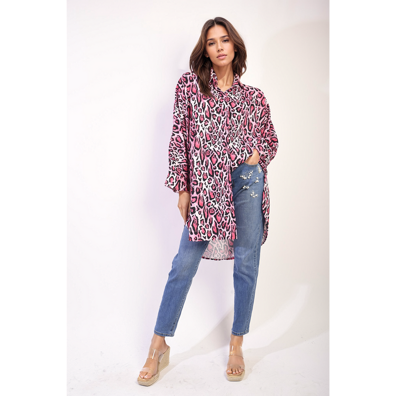 Emelia Oversized Leopard Print Shirt Dress - High-Quality & Versatile, Available in Multiple Colors