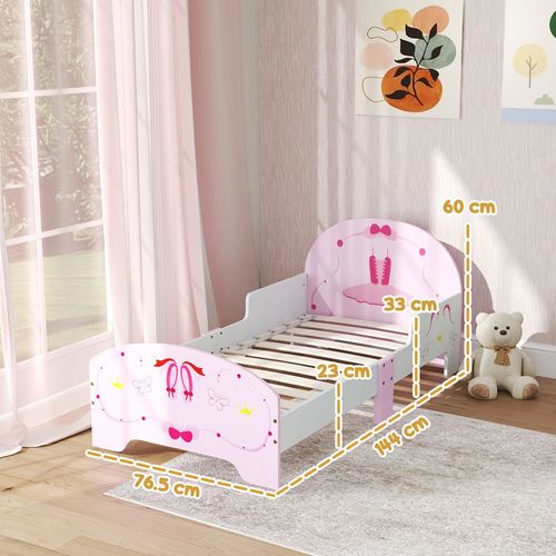 AIYAPLAY Ballet Theme Toddler Bed Frame with Safety Rails, for 3-6 Years