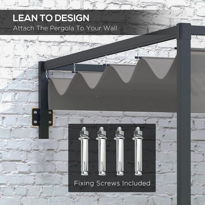 Ultimate Outdoor Retreat: Outsunny 3x4m Wall Mounted Pergola w/ Retractable Sun Shade Canopy. Sturdy, spacious, & customizable.