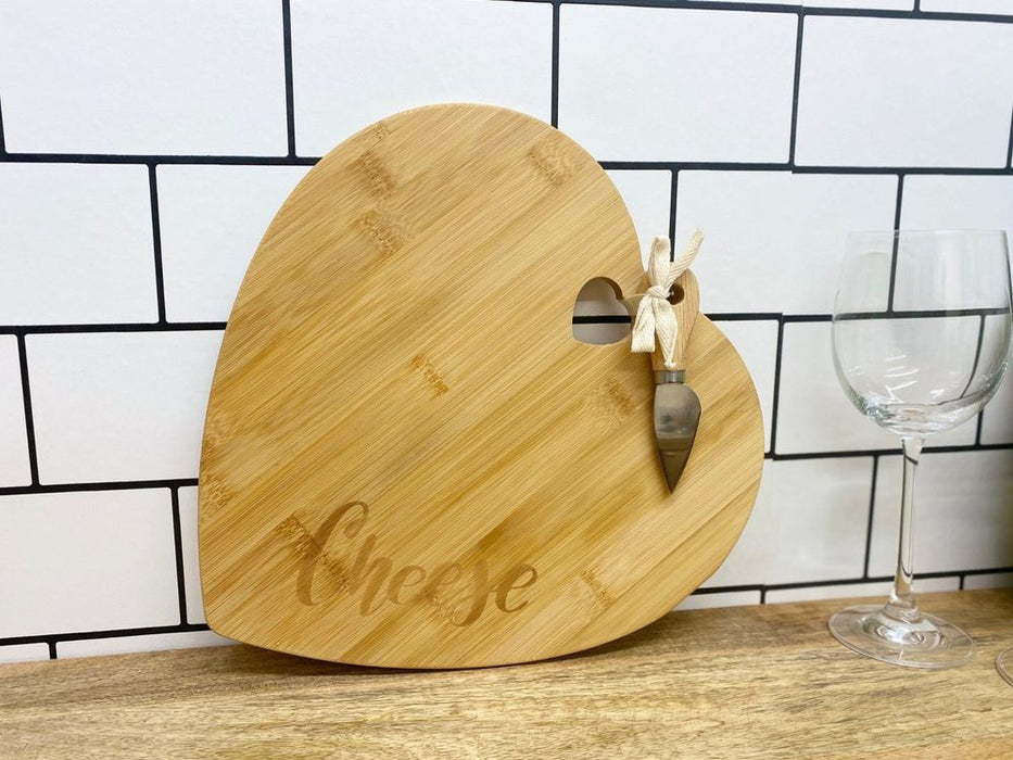 Premium Bamboo Heart Cheese Board - Includes Knife - High Quality & Stylish