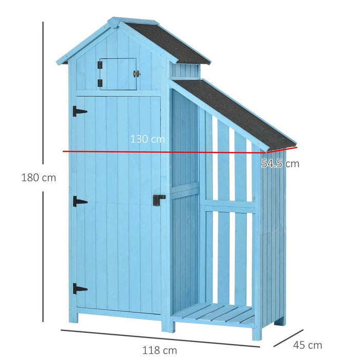 Garden Storage Shed Outdoor Firewood House w/ Waterproof Asphalt Roof