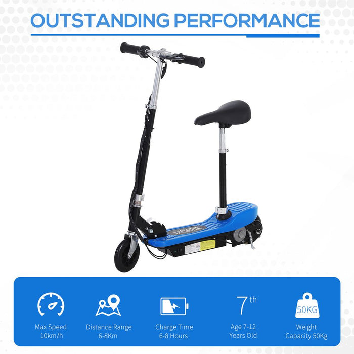 HOMCOM Outdoor Ride On Powered Scooter for kids Sporting Toy 120W Motor Bike 2 x 12V Battery - Blue