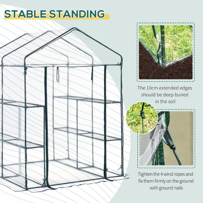 Sturdy Steel Frame Greenhouse | 2 Shelves | Perfect for Flowers, Plants, & Vegetables