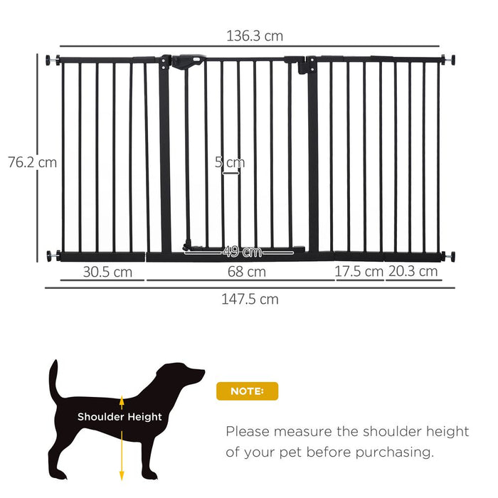 Premium Pet Gate 3 Extensions & Adjustable Screws - Pawhut - Safe & Easy Assembly