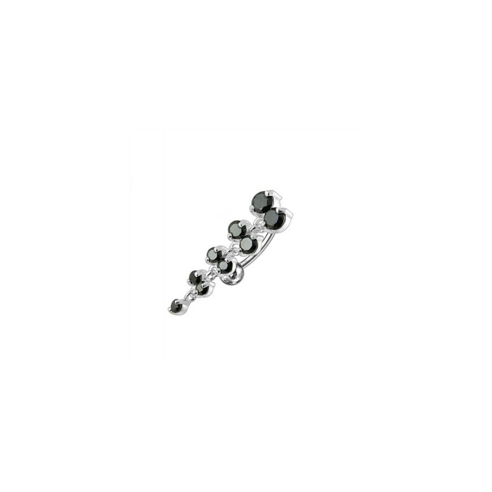 Jeweled Fancy Reverse Silver Dangling Curved Bar Belly Ring