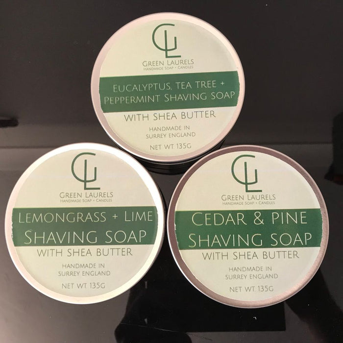 Premium Shaving Soap - Eucalyptus, Tea Tree, Peppermint, Leather, Tobacco, Lemongrass, Lime, Cedar & Pine Scents - Long-lasting & Moisturizing - 135G Tin