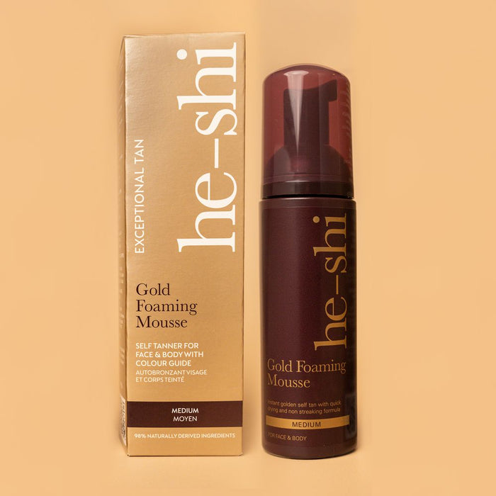 He-Shi Gold Foaming Mousse - Medium Self Tan - Quick Dry - Easy to Apply