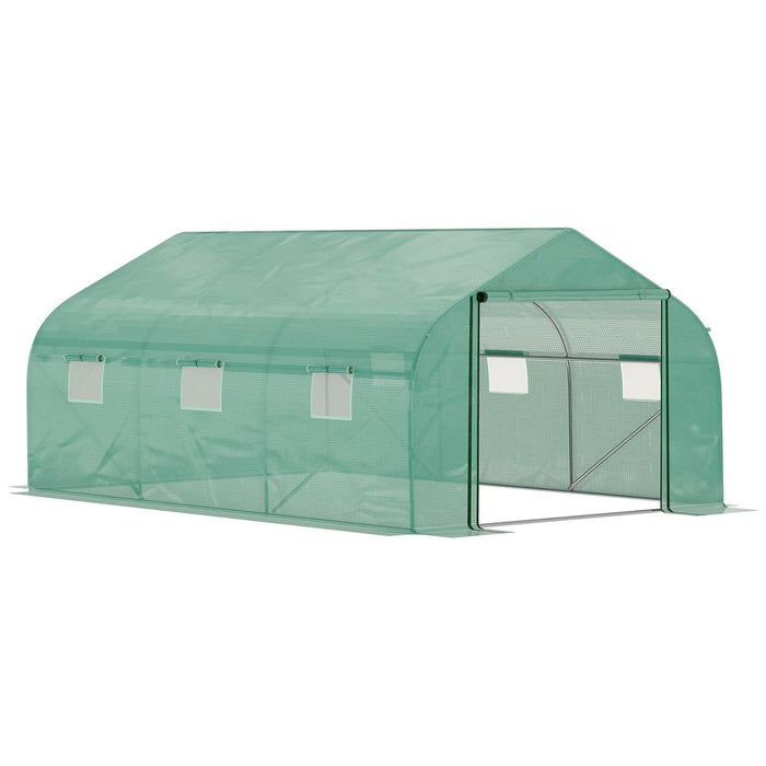 Premium 15x10ft Walk-in Greenhouse: Strong PE Cover, ZipDoor, 6 Windows, Ideal for Year-Round Gardening