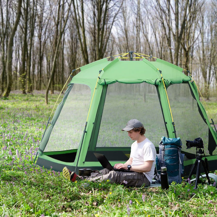 Outsunny 6P Camping Tent | 2-Tier Pop-up Design | Portable Carry Bag | Ideal for Family & Friends