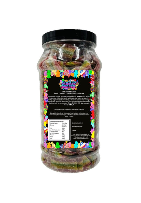 Fizzy Rainbow Bites - Mini Fizzy Belts - Retro Sweets - Gift Jar