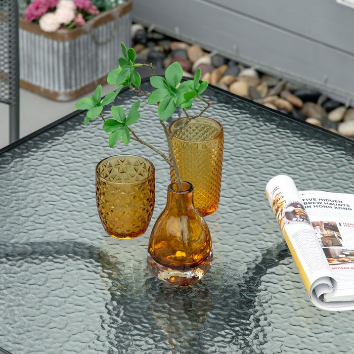 Outsunny Square Patio Table - Tempered Glass Top, Garden Dining - 76 x 76cm