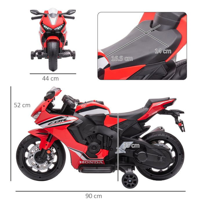 HOMCOM Honda Licensed 6V Kids Electric Motorbike Ride On Motorcycle Vehicle w/Headlights, Music, Training Wheels, for Ages 3-5 Years Red 3-5 Years Red HOMCOM