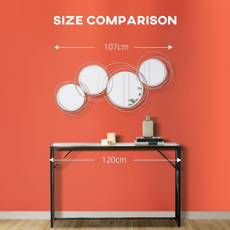 HOMCOM Metal Wall Art Modern Decorative Mirror Decor Hanging Home Wall Sculptures for Living Room Bedroom Dining Room, Silver