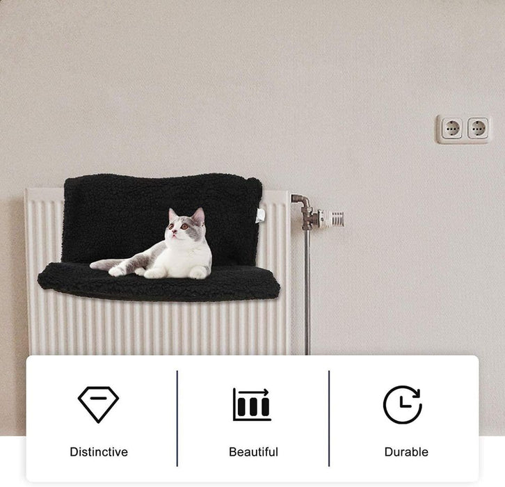 Cozy Cat Radiator Bed | Black | Strong Durable Frame | Perfect for Cats & Kittens | Luxurious Material