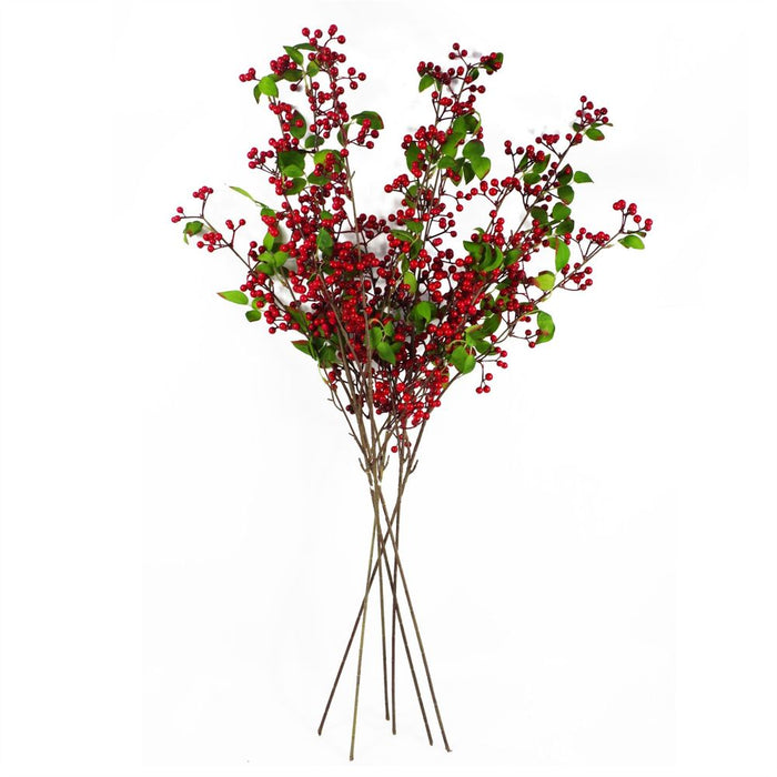 Premium Quality 80cm Artificial Red Christmas Berry Spray