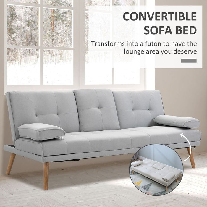 HOMCOM 3 Seater Sofa Bed | Scandi Style | Recliner | Adjustable Back | Middle Table